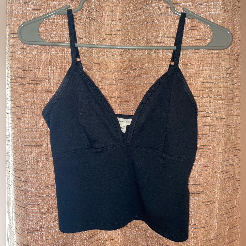 Silence + Noise Deep V-Neck Black Tank Top